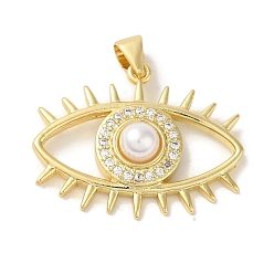 Настоящее золото 18K Покрытие стойки латунь микропаве прозрачные подвески из кубического циркония, без кадмия и без свинца, долговечный, плоские круглые с солнцем, реальный 18 k позолоченный, 21x26.5x5.5 мм, отверстие : 5x3.5 мм