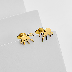 Golden 304 Stainless Steel Stud Earrings for Women, Spider, with 316 Surgical Stainless Steel Pin, Golden, 7x10mm