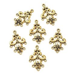 Antik Golden Leuchterkomponente aus tibetischer Legierung, Bleifrei und cadmium frei, Blume, Antik Golden, 35x24x2 mm, Bohrung: 1.5 mm