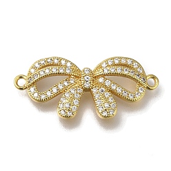 Настоящее золото 18K Латунь с покрытием из латуни, микро-паве, прозрачные подвески из кубического циркония, бантом ссылки, долговечный, без кадмия и без свинца, реальный 18 k позолоченный, 13.5x29.5x4 мм, отверстие : 1.6 мм
