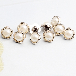 Цветок Пуговицы из абс пластика, с пластиковой имитационной жемчужиной, для аксессуаров для одежды, цветок, 15 мм