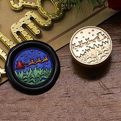 Sleigh Рождественская серия сургучная печать латунная головка штампа, для сургучной печати, золотые, санки, 25x14 мм, внутренний диаметр: 7.5 мм