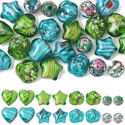 (52) Непрозрачная лаванда 24 шт 8 стили ручной работы бусины лэмпворк, разнообразные, разноцветные, 8~12x8~12x6~8 мм, отверстие : 0.8~2 мм, 3 шт / стиль