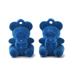 Королевский синий 3 акриловые подвески с флоком, с Велет, для поделок ювелирные изделия кулон серьги аксессуары, королевский синий, 30x20x17.8 мм, отверстие : 2.5 мм