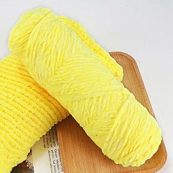 Желтый Шерстяная пряжа синель, бархатные нитки для ручного вязания, для детского свитера, шарфа, ткани, рукоделия, ремесла, желтые, 3 мм, около 87.49 ярдов (80 м) / моток