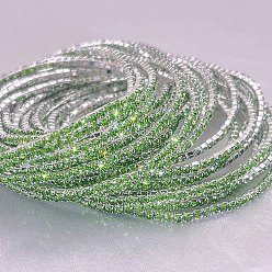 Перидот Теннисные браслеты из латуни со стразами, эластичные браслеты для женщин, квадратный, перидот, внутренний диаметр: 2-1/8 дюйм (5.25 см)