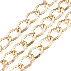 Golden Aluminium Curb Chains, Unwelded, with Spool, Golden, 18.5x12.5x1mm, about 32.81 Feet(10m)/Roll