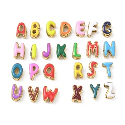Golden 304 Stainless Steel Enamel Pendants, Letter A~Z Charms, Golden, 8.5~9x2.5~8x4.5~5mm, Hole: 2.5x1.5mm, 26pc/set.