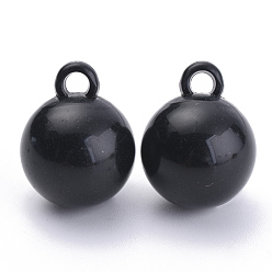 Black Opaque Acrylic Pendants, Round, Black, 13x10mm, Hole: 2.5mm, about 863pcs/500g