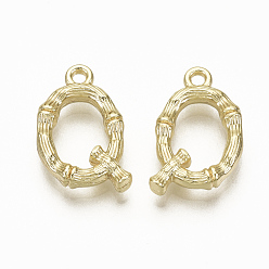 Letter Q Подвески из сплава , без кадмия, без никеля и без свинца, бамбуковая буквица, реальный 18 k позолоченный, letter.q, q: 16.5x10.5x3 мм, отверстие : 1.5 мм