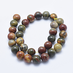 Picasso Jasper Natural Polychrome Jasper/Picasso Stone/Picasso Jasper Beads Strands, Round, 12mm, Hole: 1mm, about 32~34pcs/strand, 15.7 inch(40cm)