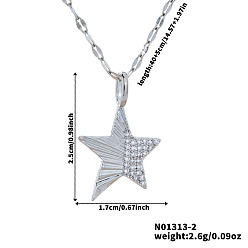 Платина Элегантные и стильные латунные сверкающие прозрачные кубические циркониевые звездные подвески для женщин, платина, 15.75 дюйм (40 см)