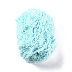 Turquoise Soft Faux Fur Yarn, Twisted Cord, Hand-woven, for Baby Coat, Vest, Scarf, Hat, Turquoise, 9~11x0.5mm, 38.28 yard(35m)/roll, 10rolls/bag