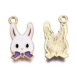 Средний Фиолетовый Подвески из сплава , с эмалью, золотой свет, кролик, средне фиолетовый, 21x11x2 мм, отверстие : 1.8 мм