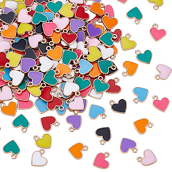 (52) Непрозрачная лаванда 200Шармы из сплава эмали, сердце, разноцветные, 13x12x2 мм, отверстие : 1.4 мм