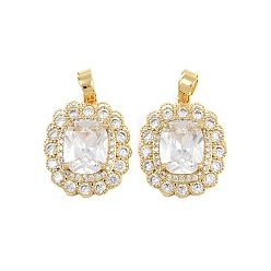 Настоящее золото 18K Латунные микро проложить кубического циркония подвески, овальные, реальный 18 k позолоченный, 20x16.5x6 мм, отверстие : 4x2.5 мм