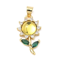 Золотистый Латунные микро проложить кубического циркония подвески, , со стеклом, долговечный, стойки покрытие, без свинца и без кадмия, реальный 18 k позолоченный, золотые, 23x13x5 мм, отверстие : 5x3 мм