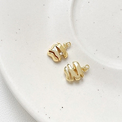 Настоящее золото 18K Подвески латунные горный хрусталь, яблочные прелести, реальный 18 k позолоченный, 13x10x4.5 мм, отверстие : 1.2 мм