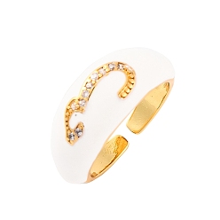Белый Номер 3 открытые манжеты из латуни с микропаве из прозрачного циркония, эмалированное кольцо для женщин, без свинца и без кадмия, белые, 9 мм, регулируемый
