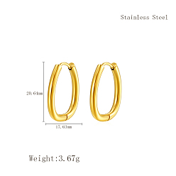 Золотой Стильные 304 овальные серьги-кольца из нержавеющей стали, золотые, 20.5x18 мм