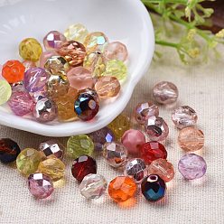 Mixed Color Electroplate & Transparent Czech Glass Beads, Faceted, Round, Mixed Color, 7~7.5x8mm, Hole: 1mm, about 240pcs/bag