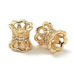 Настоящее золото 14K Стойки обшивки латунь микро проложить кубического циркония бусы, долговечный, без свинца и без кадмия, корона, реальный 14 k позолоченный, 8x8 мм, отверстие : 4 мм
