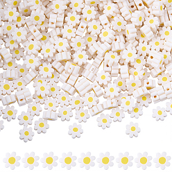 Снежный 300 бусины из полимерной глины ручной работы., цветок, снег, 9x9x4 мм, отверстие : 1.6 мм