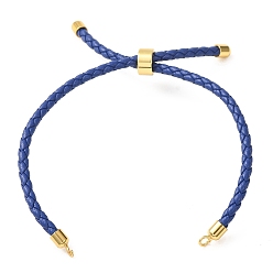 Bleu Fabrication de bracelets en cordon de cuir tressé en microfibre ronde ajustable, avec les accessoires en laiton, convient aux breloques de connecteur, bleu, 9.13x0.12 pouce (23.2x0.3 cm), Trou: 2mm