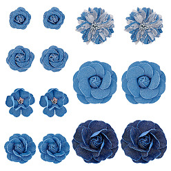 Стально-синий 14 шт. 7 стили джинсовая ткань украшения аксессуары, цветок, стальной синий, 33~75 мм, 2 шт / стиль