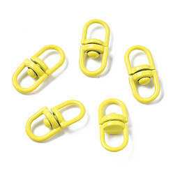 Yellow Spray Painted Eco-Friendly Alloy Double Eye Swivel Clasps, Swivel Snap Hook, Key Clasp Connectors, Cadmium Free & Nickel Free & Lead Free, Yellow, 19x9x6mm, Hole: 5X5.5mm