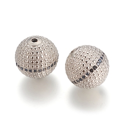 Платина Латунь микропаве черный кубический цирконий, долговечный, круглые, платина, 15 мм, отверстие : 2 мм