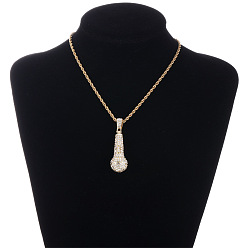 Золотой Ожерелья из сплава с подвеской в виде микрофона, хрусталя и веревки, золотые, 19.69 дюйм (50 см)