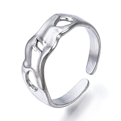 Stainless Steel Color Non-Tarnish 304 Stainless Steel Open Cuff Ring for Women, Stainless Steel Color, US Size 6 1/4(16.7mm)