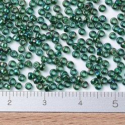 (RR289) Transparent Emerald AB MIYUKI Round Rocailles Beads, Japanese Seed Beads, 11/0, (RR289) Transparent Emerald AB, 2x1.3mm, Hole: 0.8mm, about 5500pcs/50g