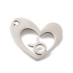 Телец 201 подвески из нержавеющей стали, лазерная резка, сердце с подвеской в виде созвездия, Телец, 17x21.5x1.5 мм, отверстие : 1.6x2.6 мм