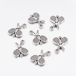 Античное Серебро Тибетский стиль сплава цинка подвески, спортивные амулеты, без свинца и без кадмия, теннисная ракетка, античное серебро, 20x14x3 мм, отверстие : 2 мм, Около 312 шт / 500 г