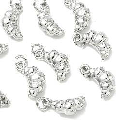 Platinum SHEGRACE Brass Charms, Cadmium Free & Nickel Free & Lead Free, Croissant Charms, Platinum, 12.5x7x4.5mm, Hole: 2.5mm
