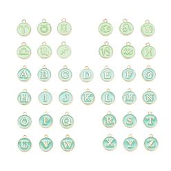 Бирюза 2 наборы 2 стили позолоченные подвески из сплава с эмалью, эмалированные блестки, плоско-круглые, бирюзовые, 1 набор / стиль