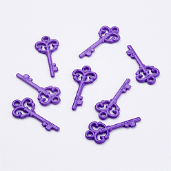 Dark Violet Colorful Acrylic Big Pendants, Love Key, Dark Violet, 62x29x4.5mm, Hole: 4mm, about 205pcs/500g