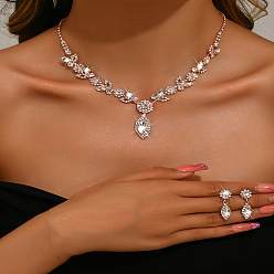 Прозрачный Комплекты из цепочек-подвесок и серег-гвоздиков с подвесками в виде конского глаза и латунных страз, прозрачные, ожерелье: 11.81 дюйм (300 мм)