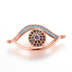 Or Rose Micro cuivres ouvrent liens de zircons, oeil, or rose, 27x17.5mm