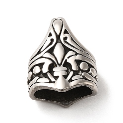 Античное Серебро 304 концы из нержавеющей стали шнур, концевые застежки, античное серебро, 19.5x15.5x10.5 мм, отверстие : 7x5 мм, внутренний диаметр: 12x6 мм