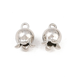 Platine Pendentif en alliage , charmes de bouton de fleur, crémaillère plaquage, sans cadmium et sans plomb, platine, 9x7mm, Trou: 1.5mm