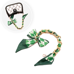 Зеленый Алюминиевые цепи-удлинители для сумок, с застежками из сплава и лентой-бантом, для замены ремней для мешков, зелёные, 340~400 мм