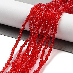 Красный Имитация австрийского хрусталя 5301 биконус, Граненые круглые стеклянные бусины, красные, 2.9~3.3x2 мм, отверстие : 0.5 мм, около 128~133 шт / нитка, 33~35 см