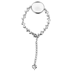 Dolphin Устойчивый к потускнению 304 изготовление браслетов из нержавеющей стали, пустая основа для браслета с кабошоном, с застежкой в виде клешни лобстера и удлинителем цепи, дельфин, лоток : 20 мм, 7-5/8 дюйм (19.5 см)