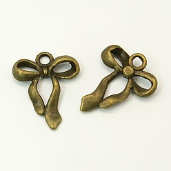 Античная Бронза Сплавочные подвески тибетского стиля, бантом, без свинца и без кадмия, античная бронза, 23x18x4 мм, отверстие : 2.5 мм
