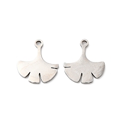 Нержавеющая Сталь Цвет Не тускнеющие 201 подвески из нержавеющей стали, лазерная резка, очарование листьев гинкго, цвет нержавеющей стали, 15x13x1 мм, отверстие : 1.4 мм