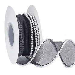 Черный Отделка из полиэстера, с пластиковой жемчужины, чёрные, 1-5/8 дюйм (40 мм), около 5.00 ярдов (4.57 м) / рулон