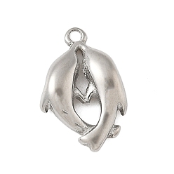 Нержавеющая Сталь Цвет 304 подвески из нержавеющей стали, прелести дельфинов, цвет нержавеющей стали, 14.5x9.5x2.5 мм, отверстие : 1.2 мм